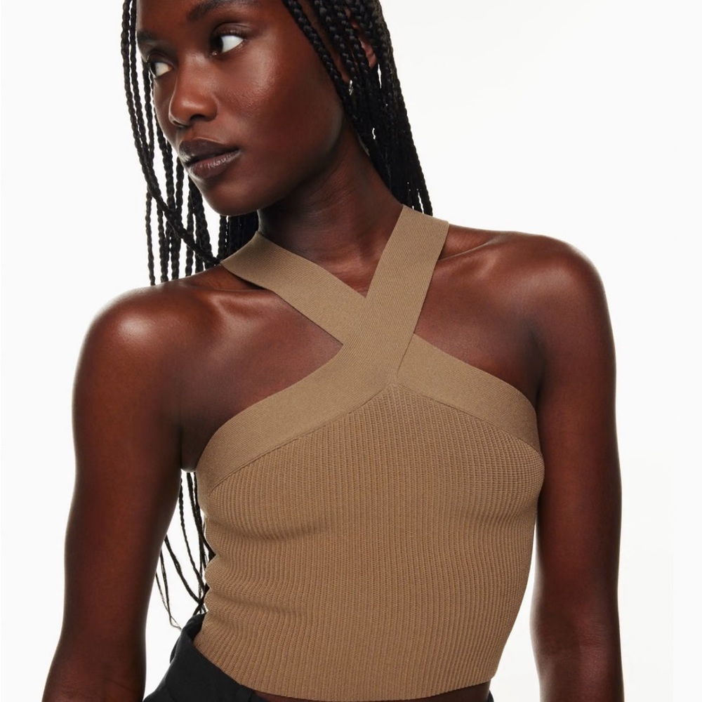 Aritzia Knitted crisscross cropped tank